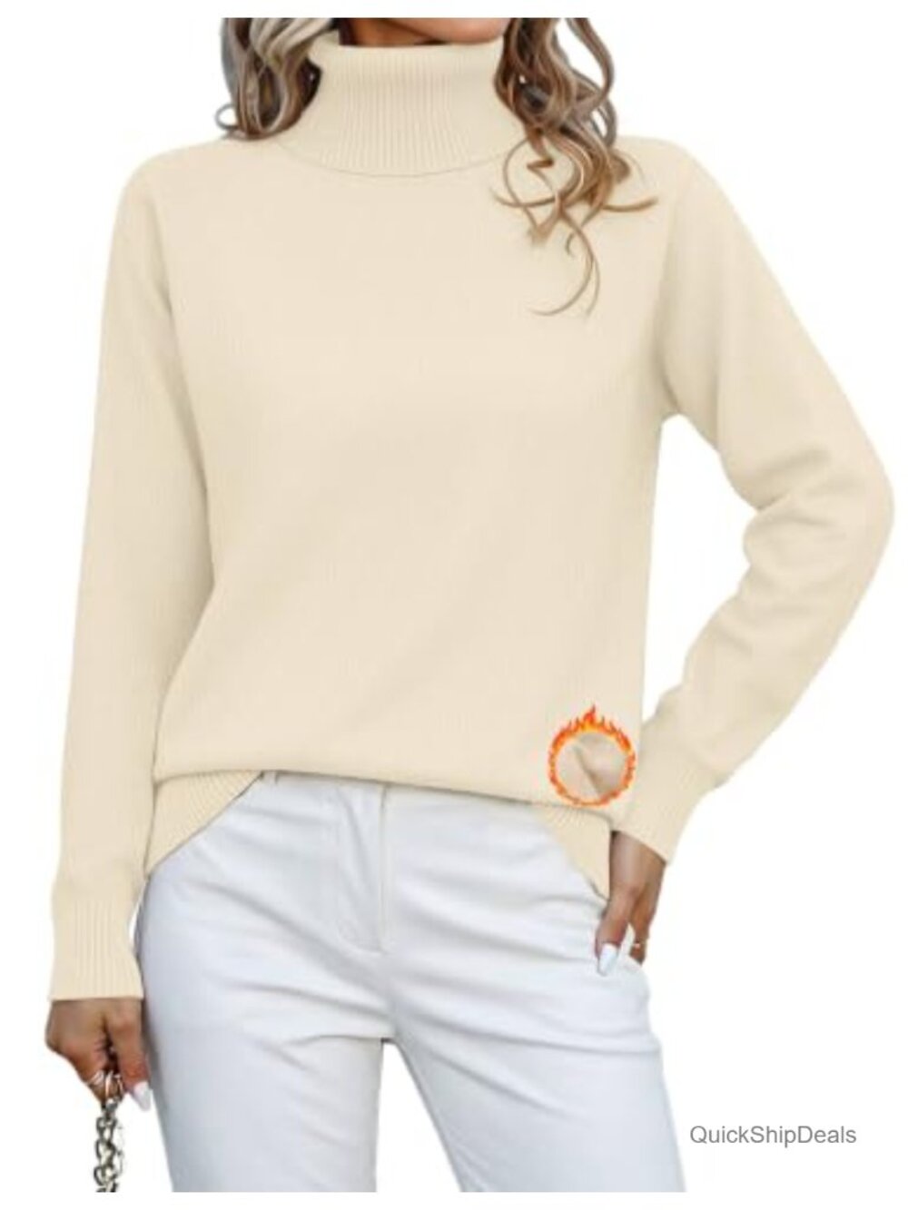 Turtleneck Sweater Fleece Sherpa Lined Long Sleeve Pullover